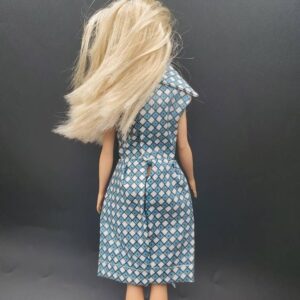 Vintage Barbie White and Blue Dress; Barbie Clothes, Made in Hong Kong