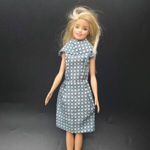 Vintage Barbie White and Blue Dress; Barbie Clothes, Made in Hong Kong