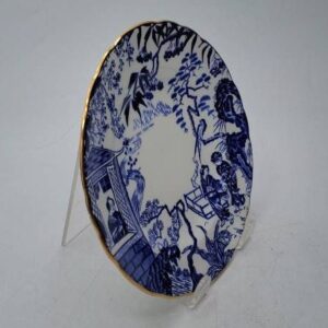 Royal Crown Derby Blue Mikado 6 3/8 Inch Bread Plate Grey Back Stamp 1952-1964