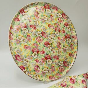 Vintage Portland Pottery Chintz Cake Plate With Matching Cake Server, made in England, c. 1950s