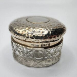 Sterling Silver and Crystal Powder Jar or Vanity Pot; Sterling Hallmark circa 1905 Blanckensee & Son Ltd (Birmingham)