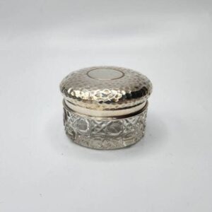 Sterling Silver and Crystal Powder Jar or Vanity Pot; Sterling Hallmark circa 1905 Blanckensee & Son Ltd (Birmingham)