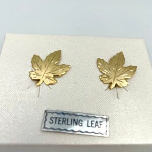 NOS Enco Sterling with Gold Finish Clip-On Leaf Earrings, Maple Leaf Earrings