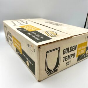 NOS Vintage Libbey Golden Tempo Set NIB Never Opened - 8 Glasses and Fold Away Caddy