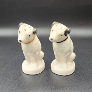 RCA Victor Nipper Dog Salt and Pepper Set; Black / Gold Collars