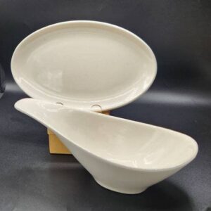 MCM Metlox Poppy Trail Shoreline Gravy Bowl and Underplate, MCM Poppytrail White Gravy Boat