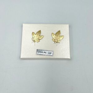 NOS Enco Sterling with Gold Finish Clip-On Leaf Earrings, Maple Leaf Earrings