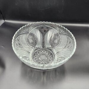 Vintage Bohemian 9 1/2 inch Clear Cut Crystal Bowl, Queens Lace Pattern