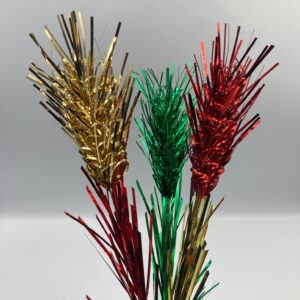 Set of 3 Vintage Foil Christmas Picks, red, green and gold; Japan