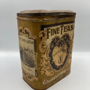 Antique Lock Brand Fine Teas Tin c. 1920s; Vintage Tea Tin