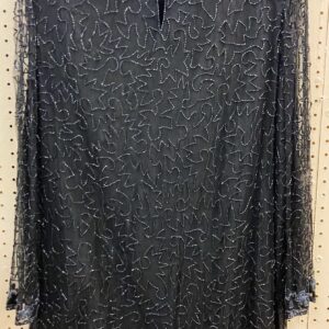 NOS Vintage HOLT RENFREW Black Beaded Long Blouse/Tunic, 1X New with Tags