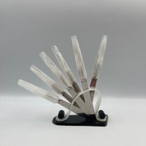 RARE Art Deco Fruit Knife Set with Stand, Rostfrei Solingen, Made in Germany