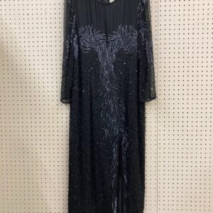 1X NOS Vintage VENEZIA Fashion Black Beaded Sequined Dress