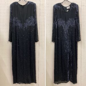 1X NOS Vintage VENEZIA Fashion Black Beaded Sequined Dress