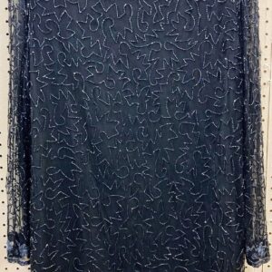 NOS Vintage HOLT RENFREW Black Beaded Long Blouse/Tunic, 1X New with Tags