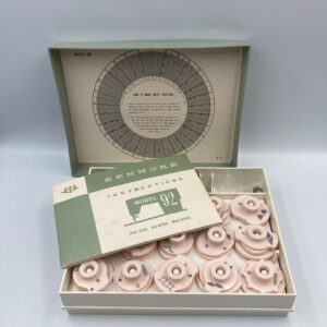 Set of 30 Vintage Sears Kenmore Model 92 Stitch Cams / Pattern Discs in Original Box with Manual