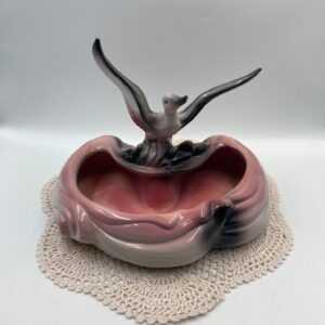 HULL Art Pottery Pink and Grey Flying Duck Planter #104