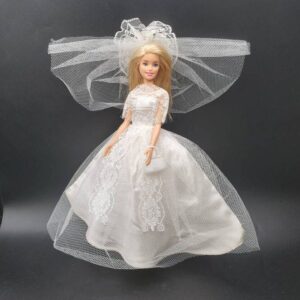 Vintage Barbie Clone Wedding Gown, Veil, Purse, and Shoes, British Crown Colony of Hong Kong