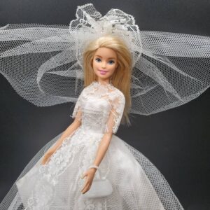 Vintage Barbie Clone Wedding Gown, Veil, Purse, and Shoes, British Crown Colony of Hong Kong