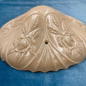 Victorian Art Nouveau Beige Glass Ceiling Light Shade with Ruffled Edge; Floral Design