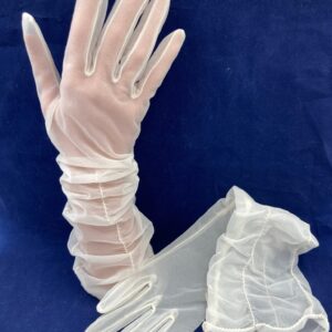 Vintage Austin White Evening Nylon Gloves; size 7 1/2; made in Canada, Nylons by Austin