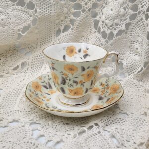 Royal Albert Peach Charm from the Summer Charm Series Cup and Saucer, made in England, English bone china