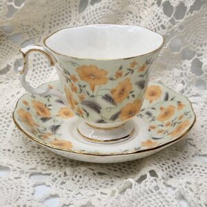 Royal Albert Peach Charm from the Summer Charm Series Cup and Saucer, made in England, English bone china