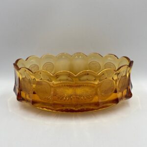 Vintage FOSTORIA Amber Coin Oval Serving Bowl with Sticker