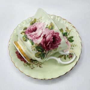 Royal Albert Green American Beauty Teacup and Saucer, Made in England China Cup and Saucer