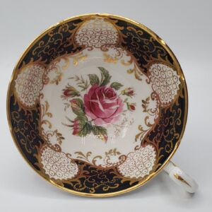 Vintage Paragon Floating Pink Rose, Black, White, and Gold Panels, Cup Only