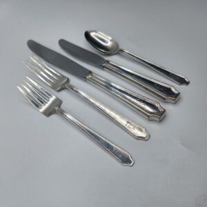 TCA Trans Canada Airlines 5 Piece Place Setting of 1940s/1950s TCA Cutlery Includes 2 Forks, 2 Knives, and a Spoon; Vintage Rogers Flatware