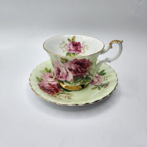 Royal Albert Green American Beauty Teacup and Saucer, Made in England China Cup and Saucer