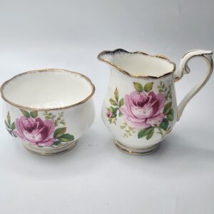 Royal Albert American Beauty Creamer, Sugar, and Tray, Fine Bone China, made in England