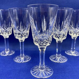 Set of 5 TYRONE Crystal Rosses Patterned Wine Glasses, 5 3/4 Inch Tall