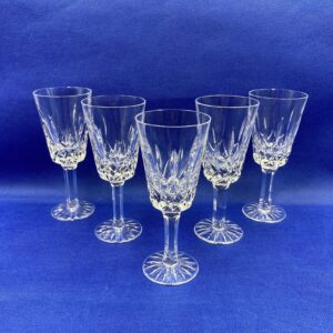 Set of 5 TYRONE Crystal Rosses Patterned Wine Glasses, 5 3/4 Inch Tall