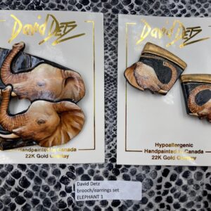 David Detz Brooch and Earrings Set ELEPHANT design