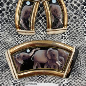 David Detz Brooch and Earrings Set ELEPHANT design