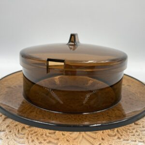 Vintage Brown Acrylic Server / Dish and Lid - Made in Japan