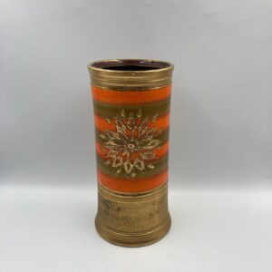 MCM Italian Bitossi Orange and Gold Sunburst Vase