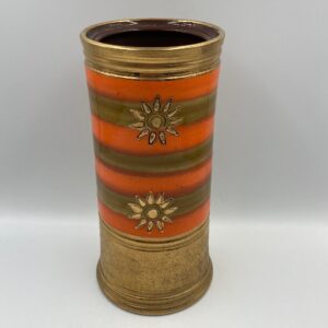 MCM Italian Bitossi Orange and Gold Sunburst Vase