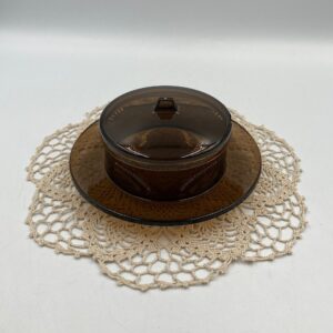 Vintage Brown Acrylic Server / Dish and Lid - Made in Japan