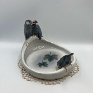 Vintage Royal Copenhagen Denmark Card Tray With Finches - numbered 373, circa 1969-1974