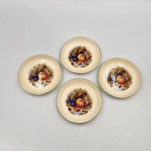 D Jones Aynsley Orchard Fruit Design Set of 4 Butter Pats - Signed Jones Fruit Plates