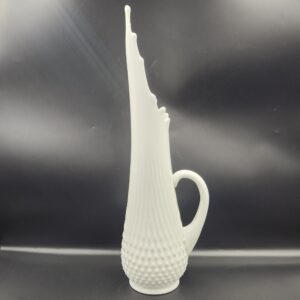 Pre 1970s Fenton White Hobnail Swung Pitcher/Vase, Fenton Milk Glass Pitcher Vase, 16 Fingers