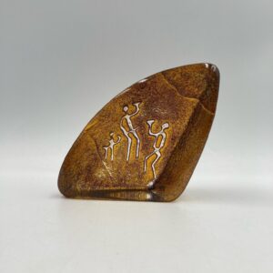 Signed Mats Jonasson Crystal Cave Rock Carving Paperweight in Original Box