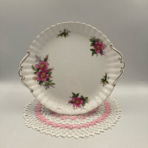 Royal Albert Prairie Rose Two-Handled Cake Plate, Made in England