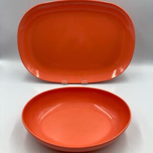 Vintage MCM Dorchester Dinnerware 5 pc Melmac Serving Set by Cyanamid Canada, Coral Colored Melmac