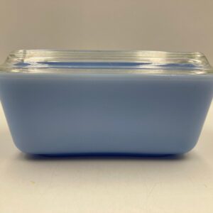 Vintage Pyrex Delphite Blue Large Refrigerator Dish W/ Clear Lid