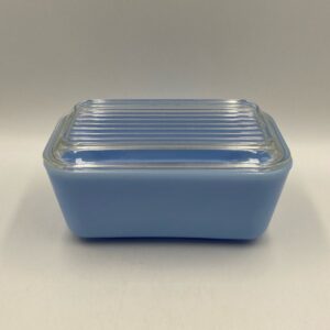 Vintage Pyrex Delphite Blue Large Refrigerator Dish W/ Clear Lid