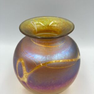 Vintage Signed Martha Henry Art Glass Squat Vase